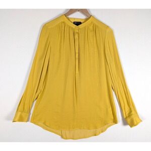 JNY Jones New York Top Women S Yellow Blouson Long Sleeve Chic Monochrome Blouse
